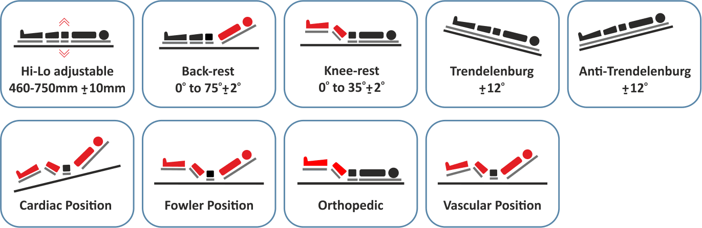 WM-5176-7FC Motorised ICU Bed